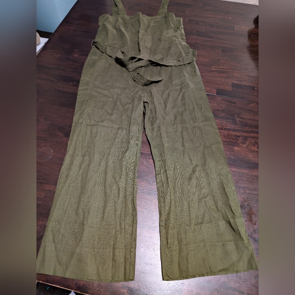 Quince Olive Green Wide-Leg Jumpsuit